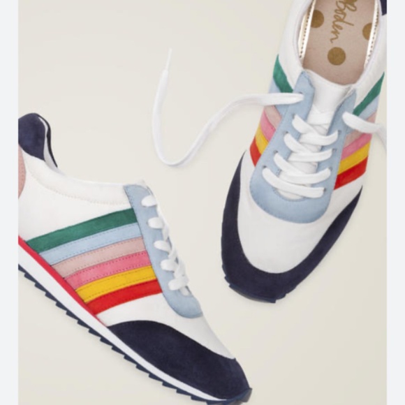 Boden White/Rainbow Trainers Sneakers (Women’s Size 8) - Picture 1 of 1